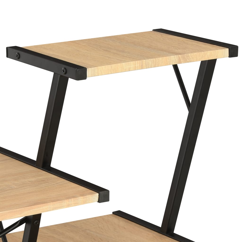 Desk with shelf black and oak 116×50×93 cm