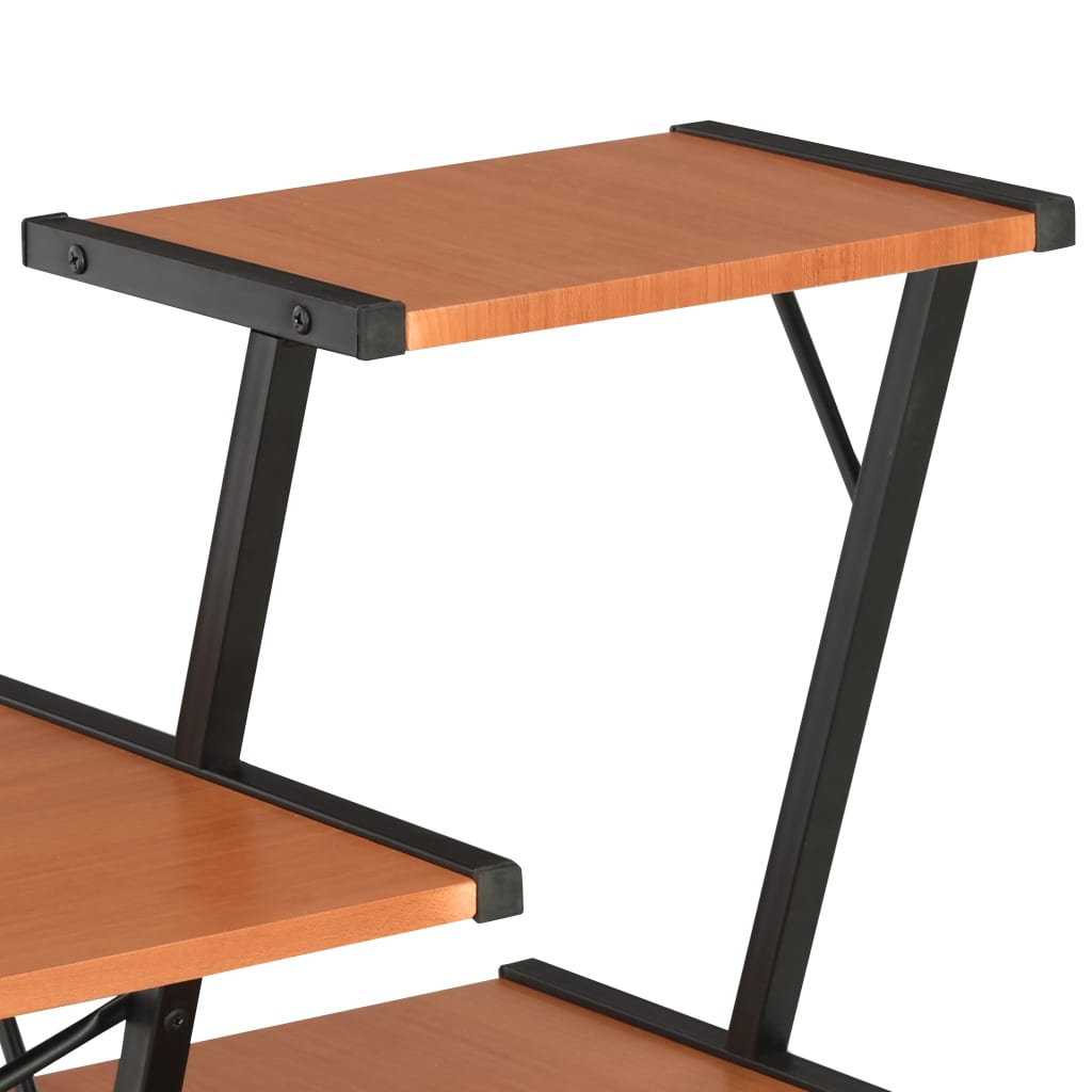 Desk with shelf black and brown 116×50×93 cm