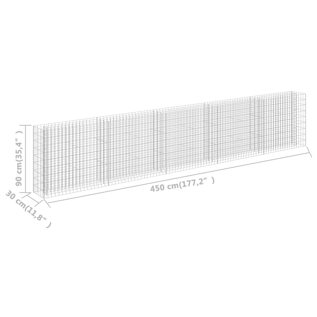 Gabionen-Hochbeet Verzinkter Stahl 450×30×90 cm
