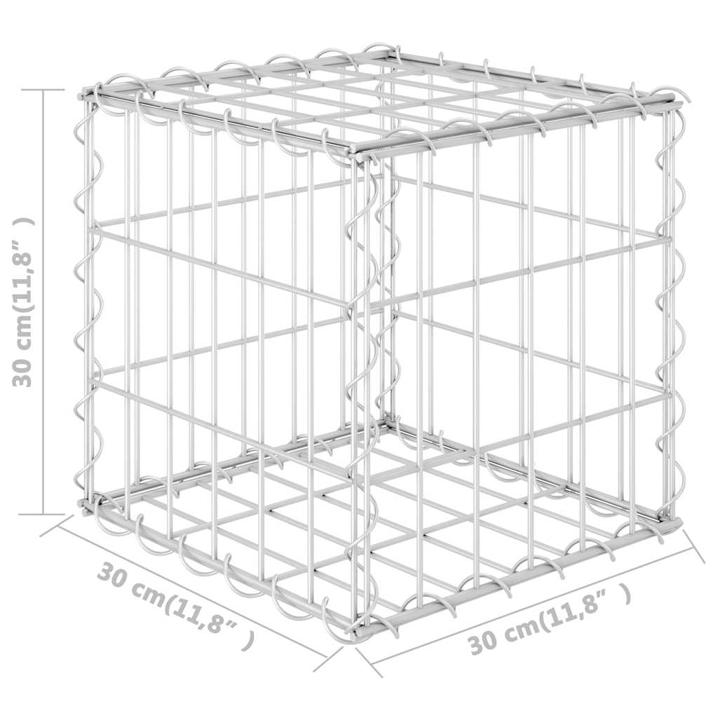 Gabion cubique surélevé en fil d'acier 30x30x30 cm