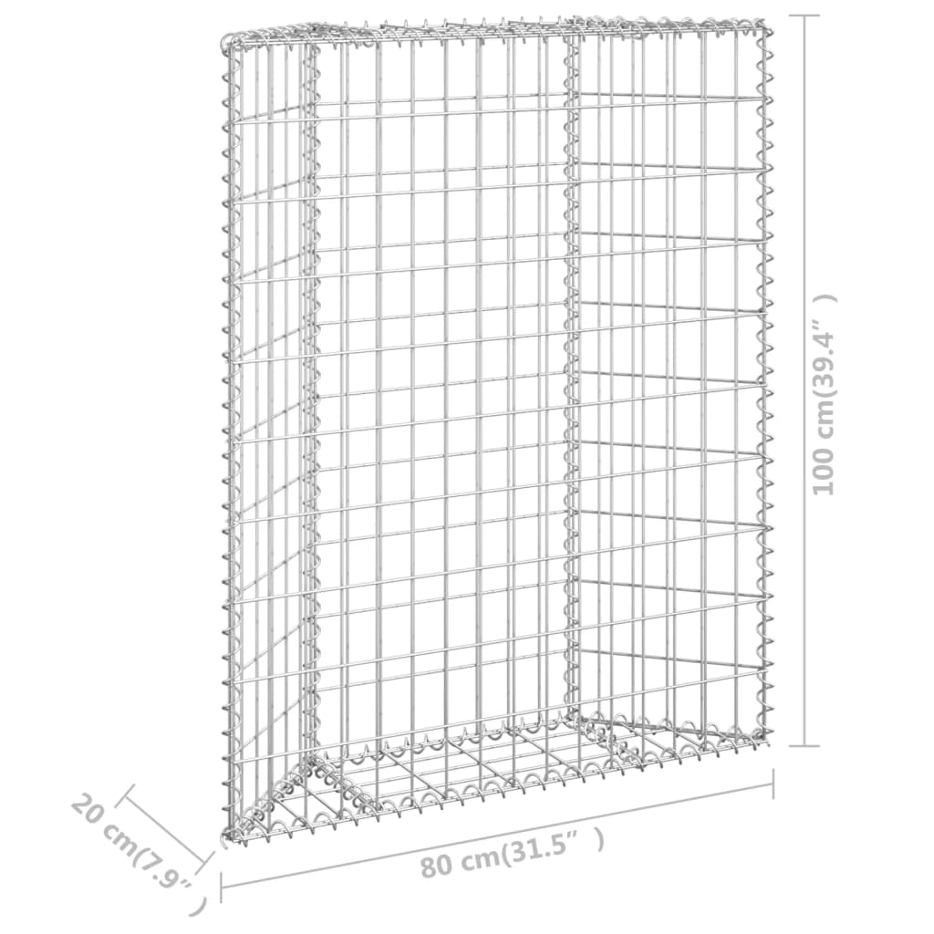 Jardinière surélevée en gabion de forme trapézoïdale en acier galvanisé 80x20x100 cm