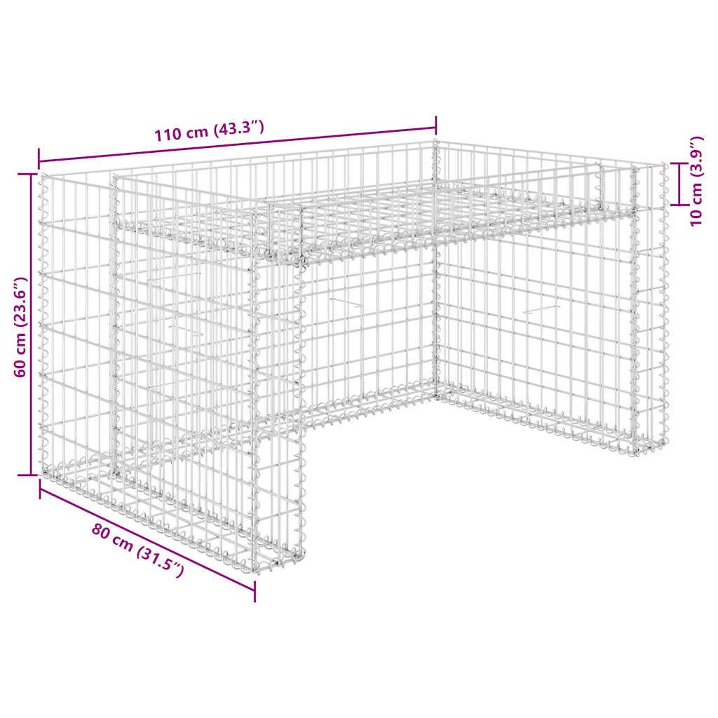 Rasenmäher-Garage mit Hochbeet 110x80x60 cm Stahldraht