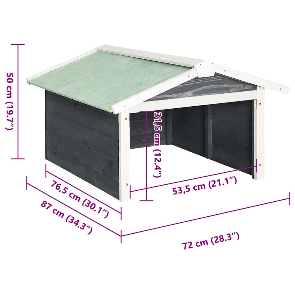 Roboter-Rasenmäher Garage 72x87x50 cm Grau Weiß Tannenholz