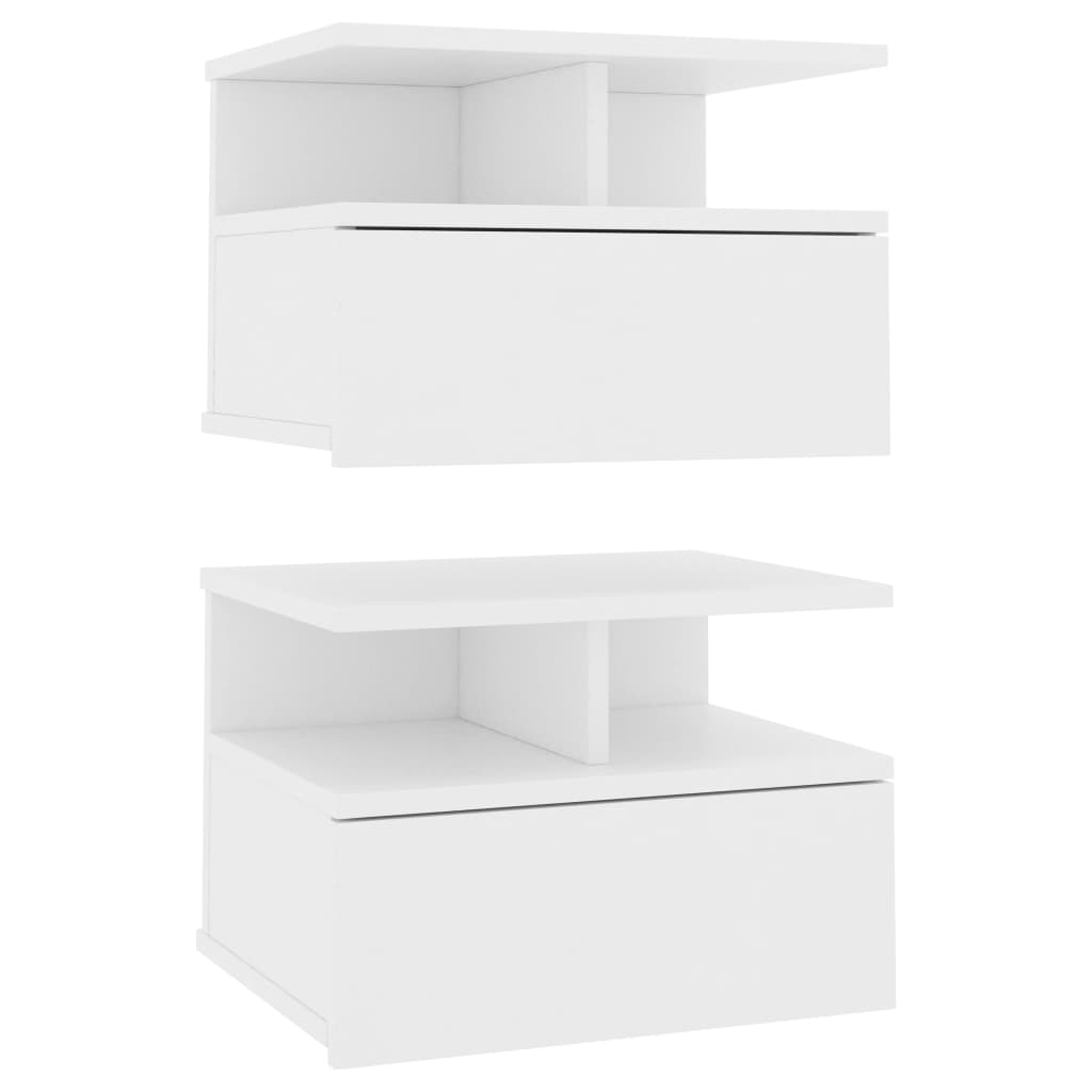 Tables de chevet suspendues 2 pcs. Blanc 40 x 31 x 27 cm en bois