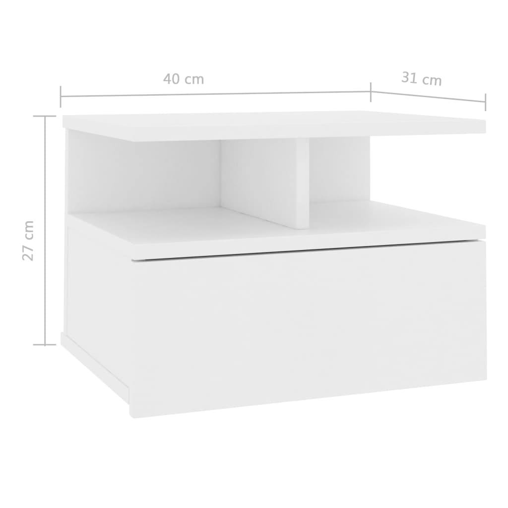 Tables de chevet suspendues 2 pcs. Blanc 40 x 31 x 27 cm en bois