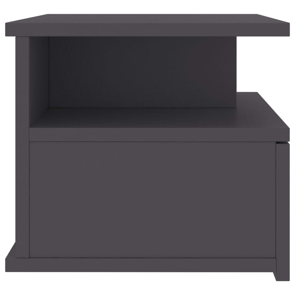 Tables de chevet suspendues, lot de 2, gris, 40 x 31 x 27 cm, matériau à base de bois
