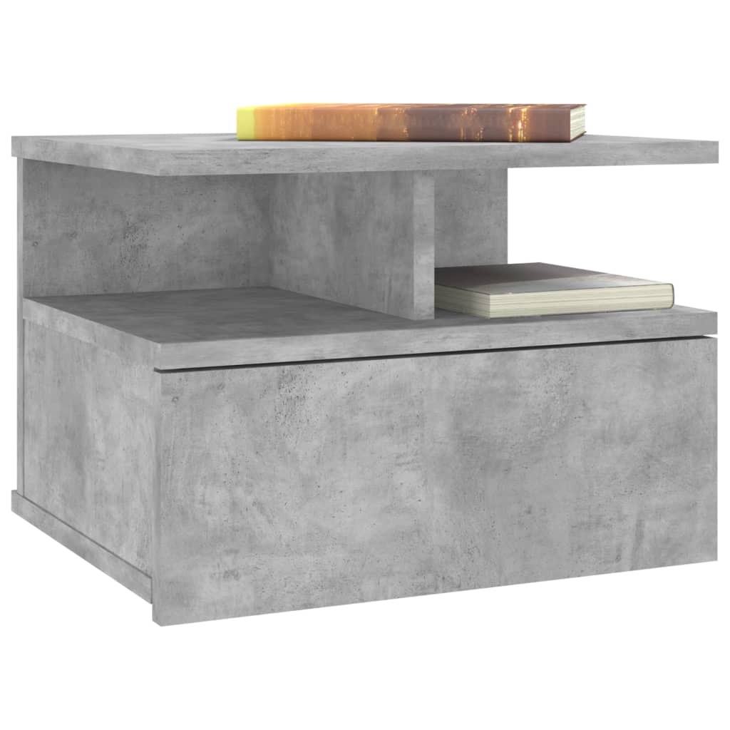 Tables de chevet suspendues 2 pcs. béton gris 40x31x27cm matériau bois