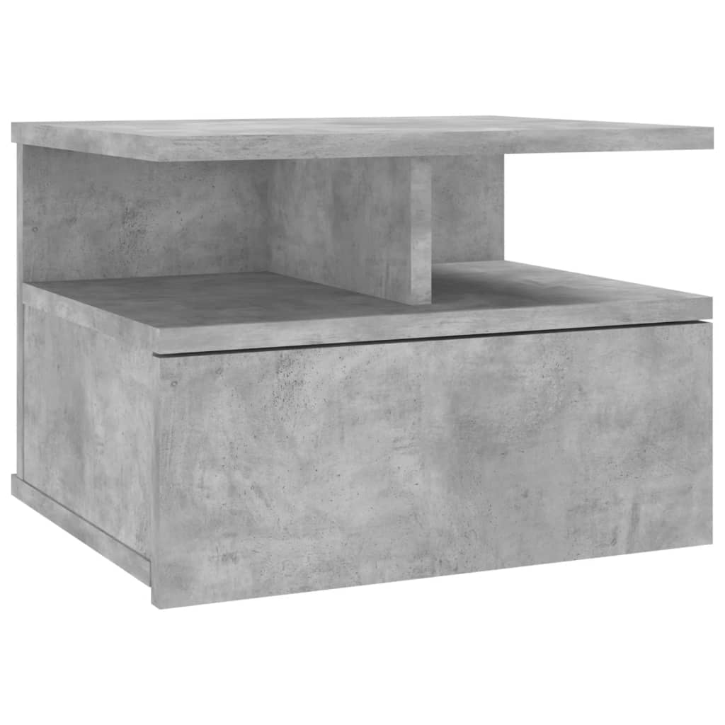 Tables de chevet suspendues 2 pcs. béton gris 40x31x27cm matériau bois