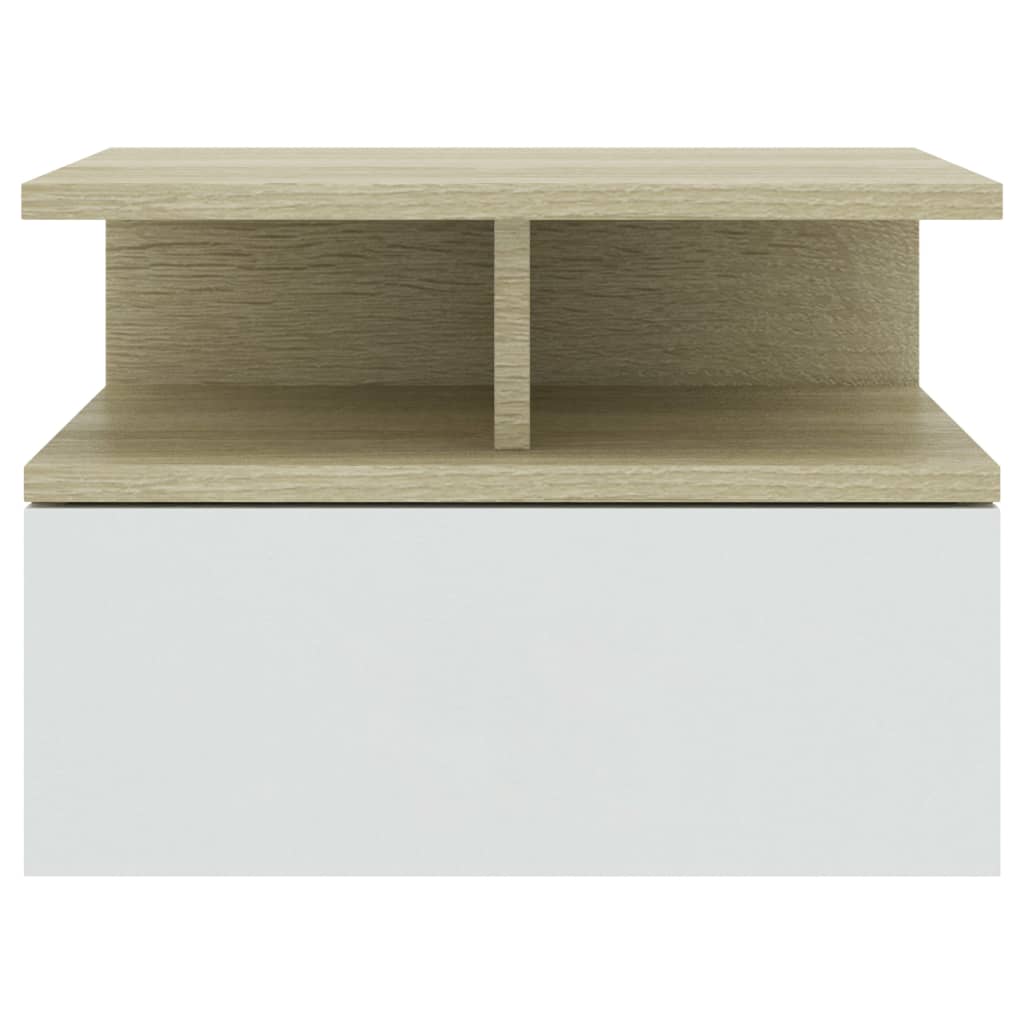 Tables de chevet suspendues, lot de 2, chêne Sonoma blanc, 40 x 31 x 27 cm