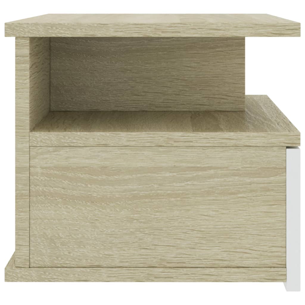 Tables de chevet suspendues, lot de 2, chêne Sonoma blanc, 40 x 31 x 27 cm