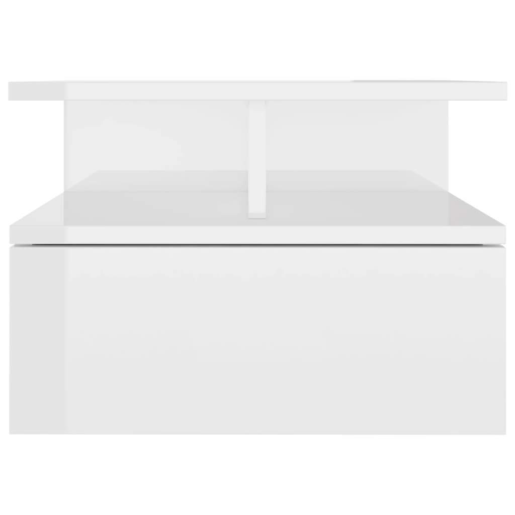 Tables de chevet suspendues 2 pcs. blanc brillant 40x31x27 cm
