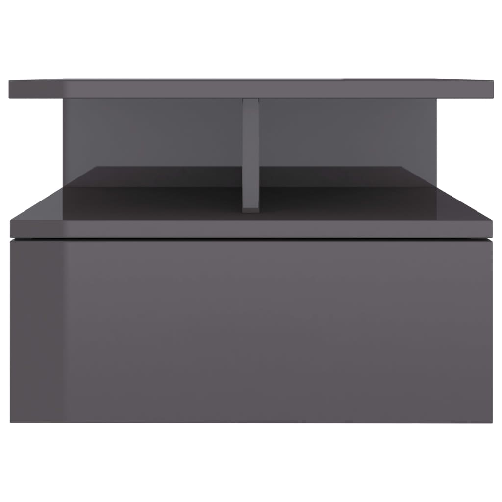 Tables de chevet suspendues, lot de 2, gris brillant, 40 x 31 x 27 cm