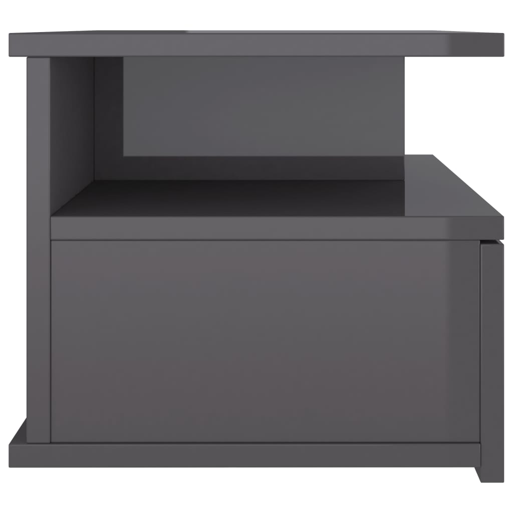 Tables de chevet suspendues, lot de 2, gris brillant, 40 x 31 x 27 cm