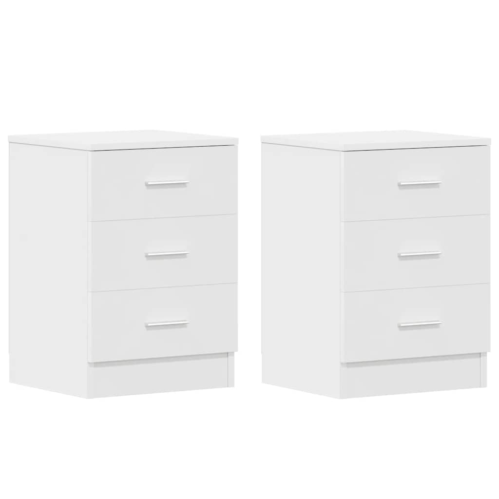 Tables de chevet 2 pcs. Blanc 38x35x56 cm en bois