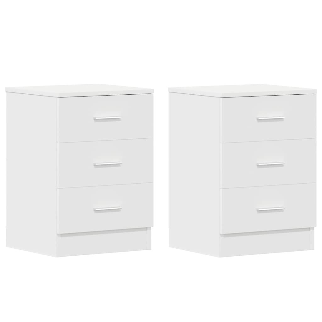 Tables de chevet 2 pcs. Blanc 38x35x56 cm en bois