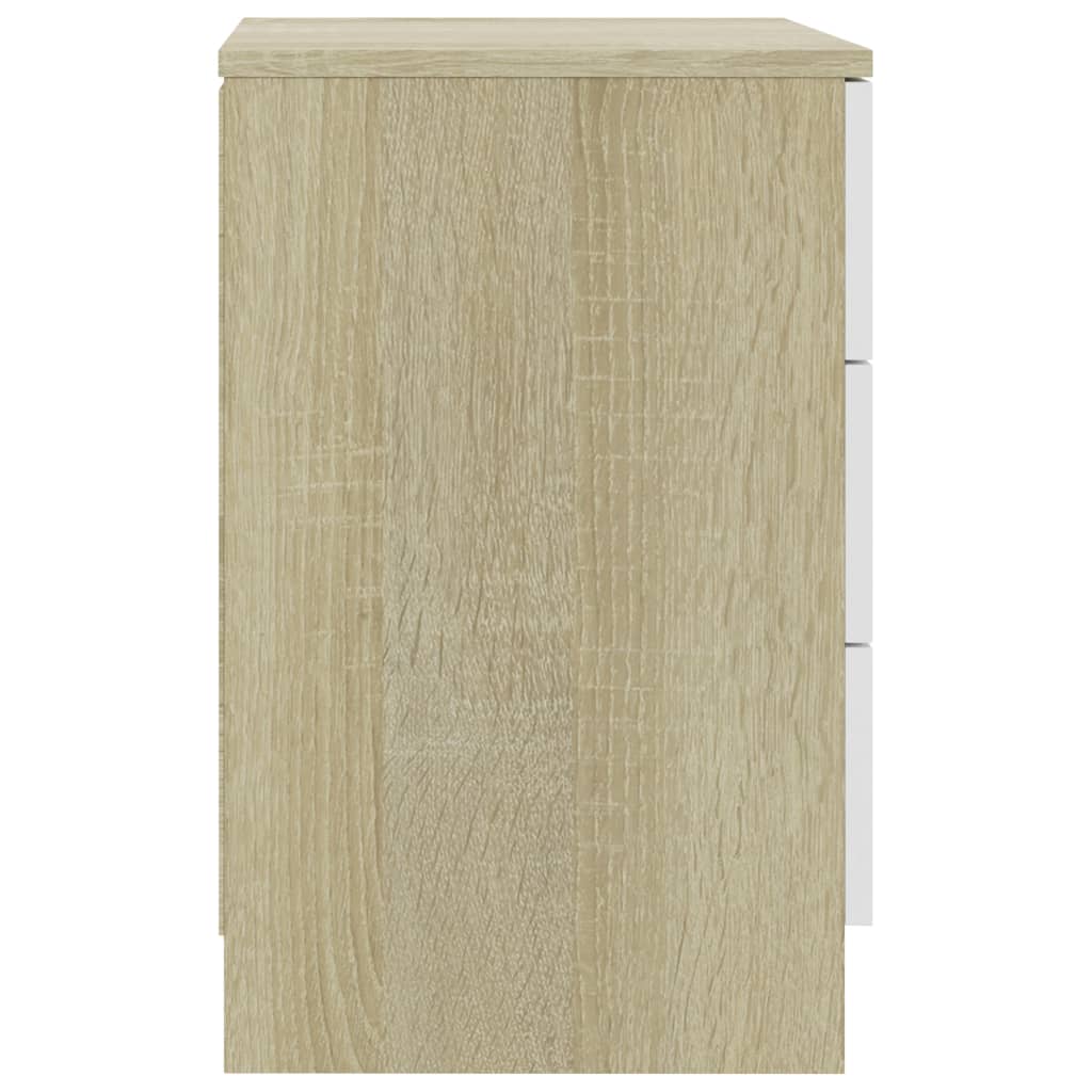 Nachttische 2 Stk. Weiß Sonoma-Eiche 38x35x56 cm Holzwerkstoff