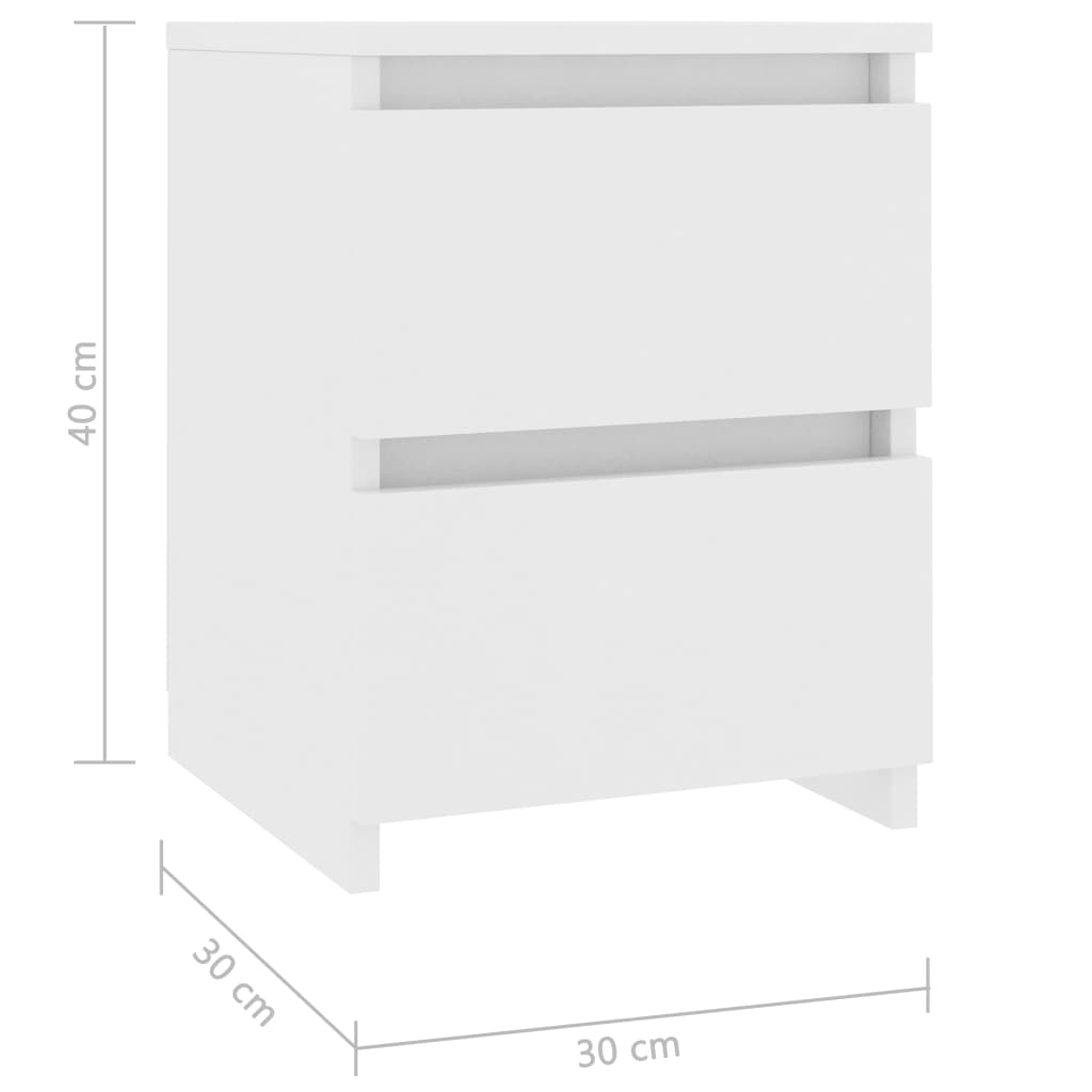 Tables de chevet 2 pcs. Blanc 30x30x40 cm en bois