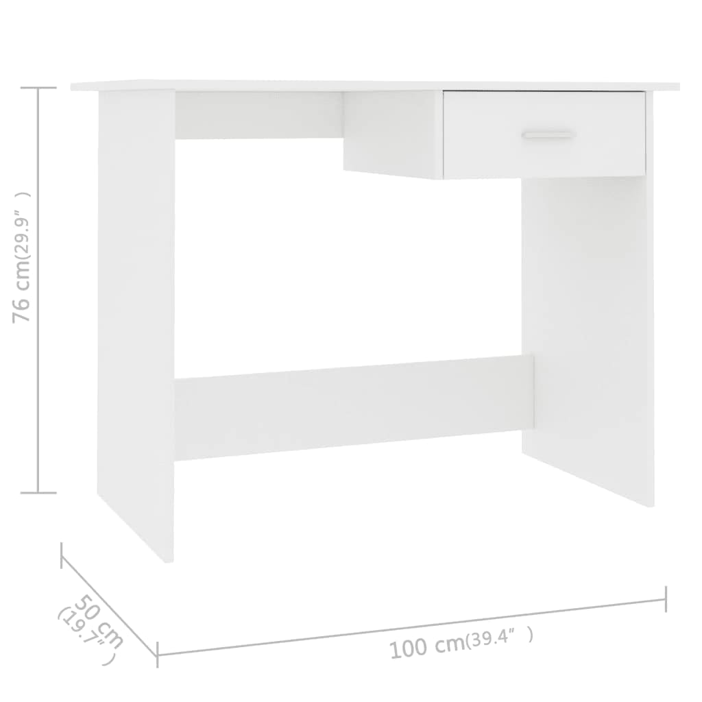 Desk White 100x50x76 cm Wood Material