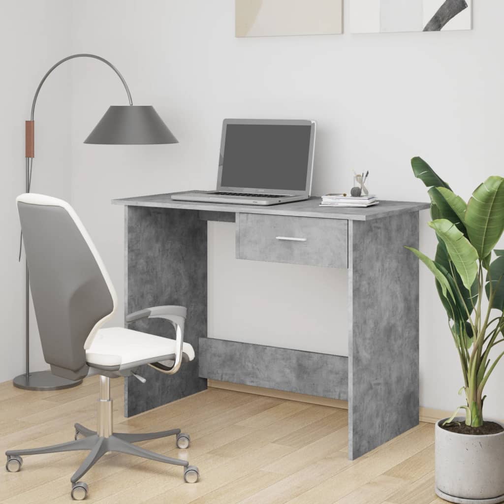 Desk Concrete Grey 100×50×76 cm Wood Material