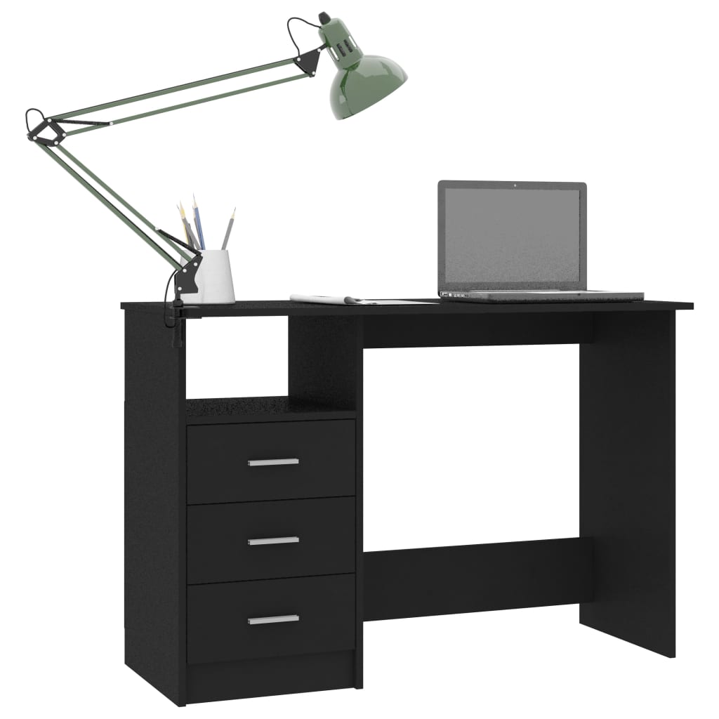 Schreibtisch mit Schubladen Schwarz 110×50×76 cm Holzwerkstoff