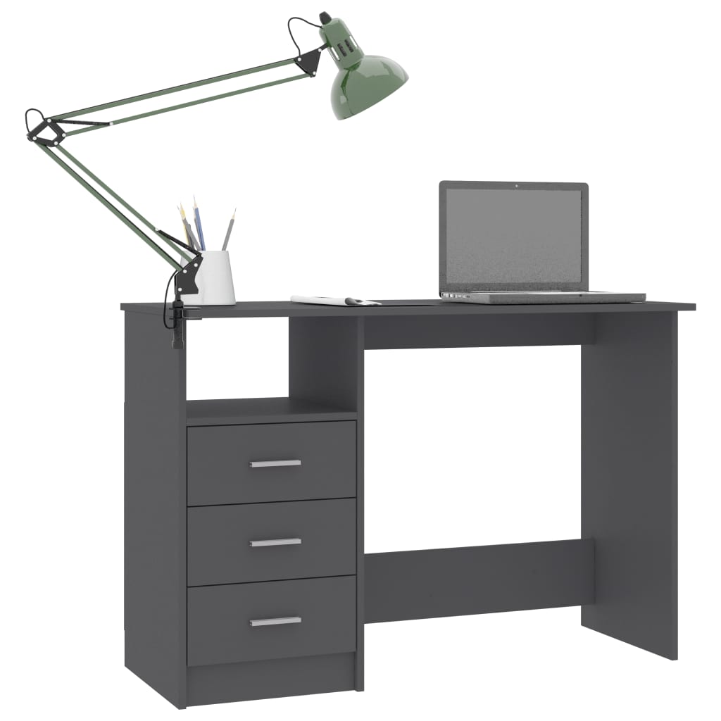 Schreibtisch mit Schubladen Grau 110×50×76 cm Holzwerkstoff