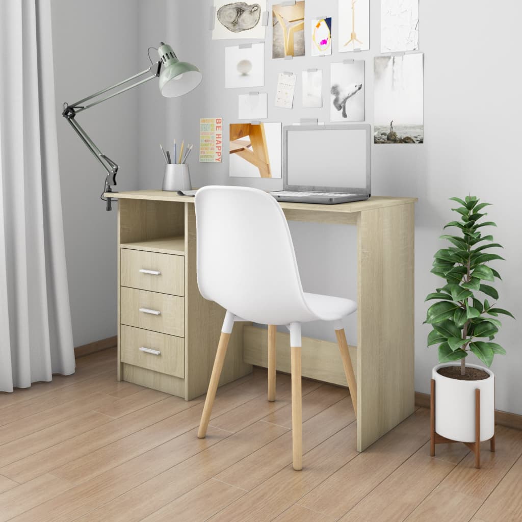 Schreibtisch mit Schubladen Sonoma-Eiche 110x50x76 cm