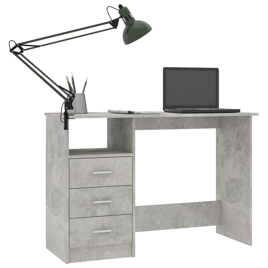 Schreibtisch mit Schubladen Betongrau 110×50×76cm Holzwerkstoff