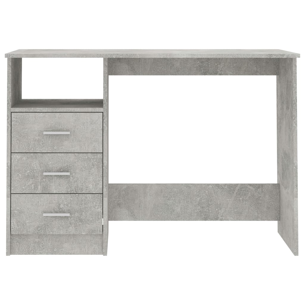 Schreibtisch mit Schubladen Betongrau 110×50×76cm Holzwerkstoff