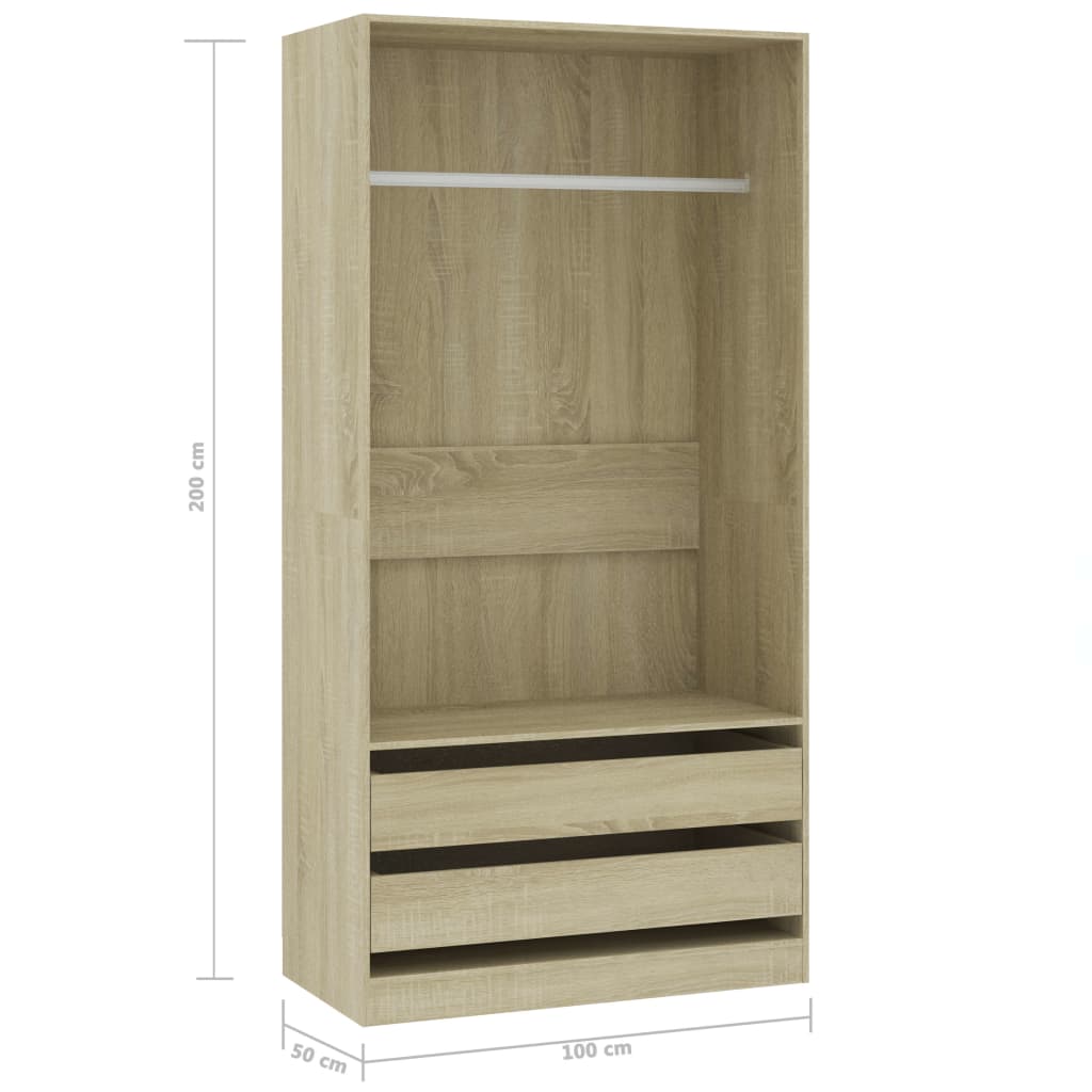 Wardrobe Sonoma Oak 100x50x200 cm Wood Material