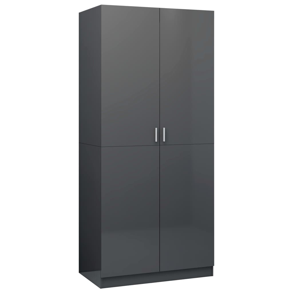 Kleiderschrank Hochglanz-Grau 90x52x200 cm Holzwerkstoff