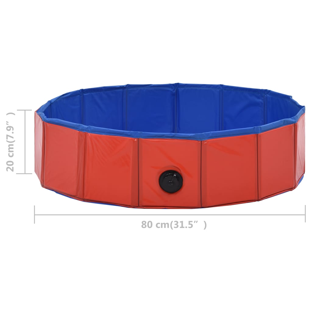 Piscine pliable pour chien rouge 80 × 20 cm PVC