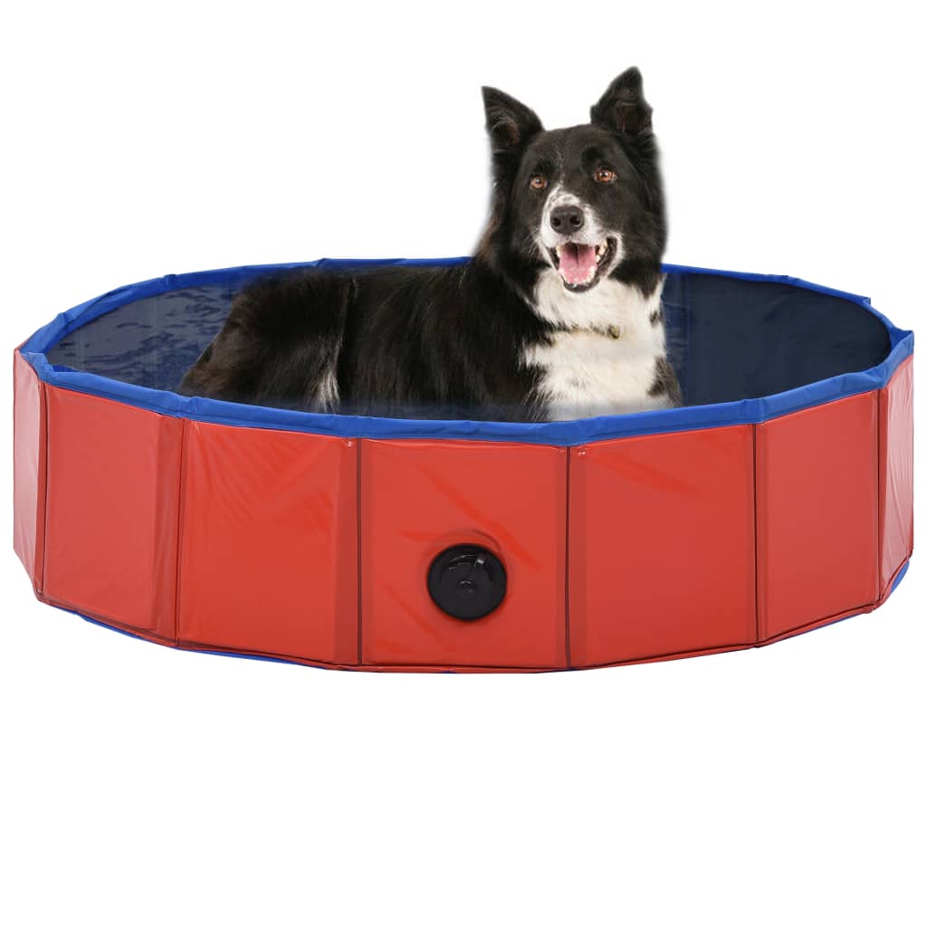 Piscine pliable pour chien rouge 80 × 20 cm PVC