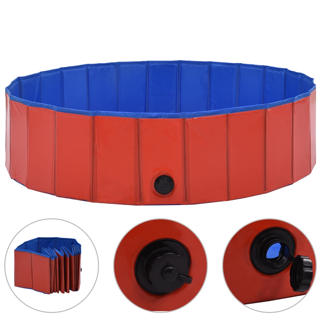 Piscine pour chien pliable rouge 120 x 30 cm PVC