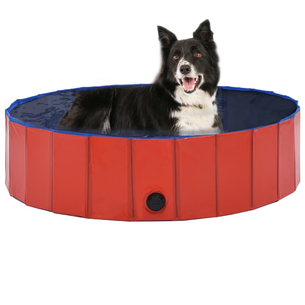 Piscine pour chien pliable rouge 120 x 30 cm PVC