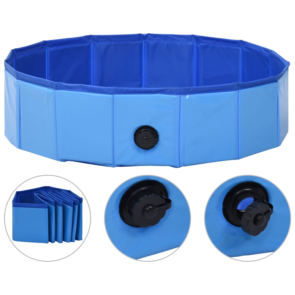 Piscine pour chien pliable bleue 80 x 20 cm PVC