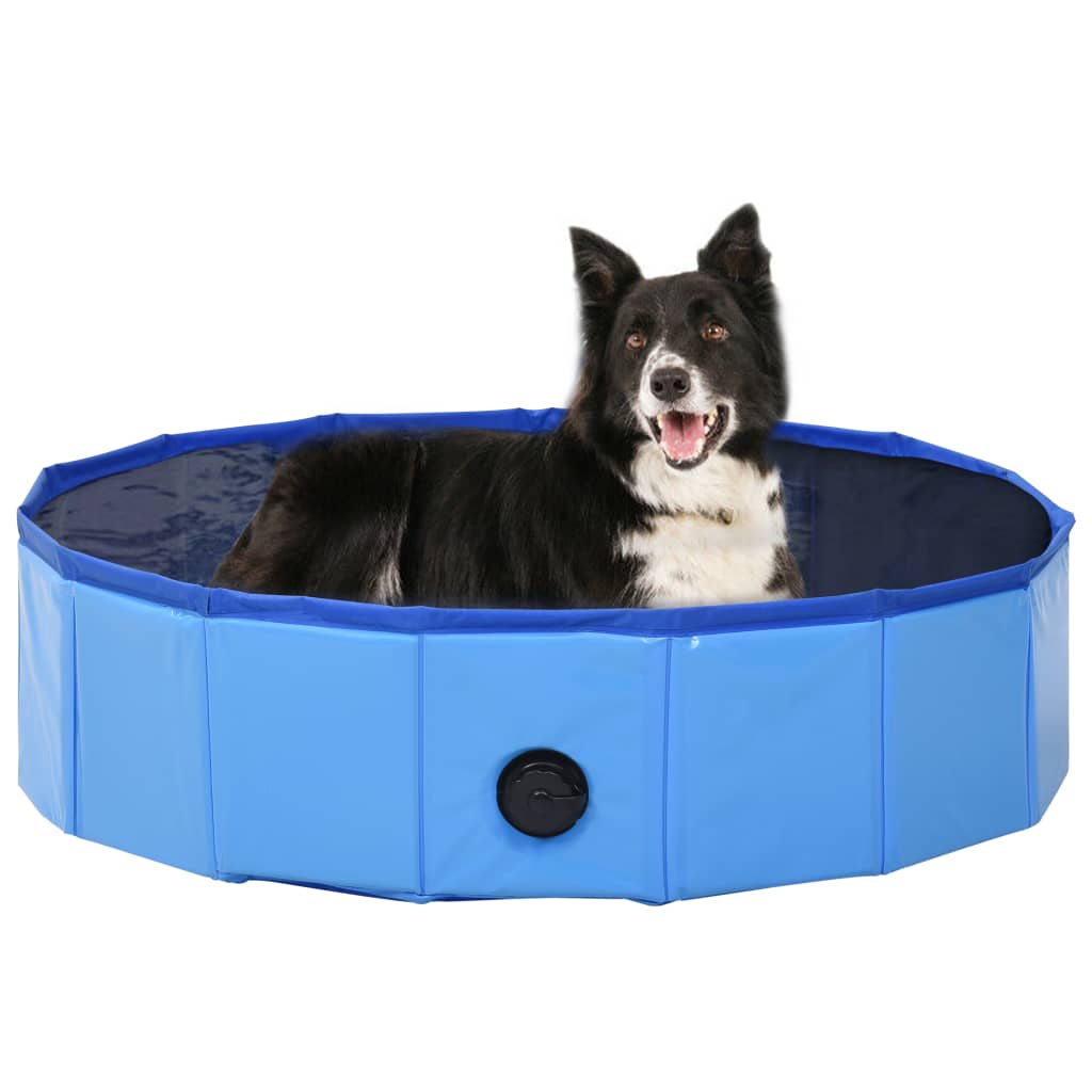 Piscine pour chien pliable bleue 80 x 20 cm PVC