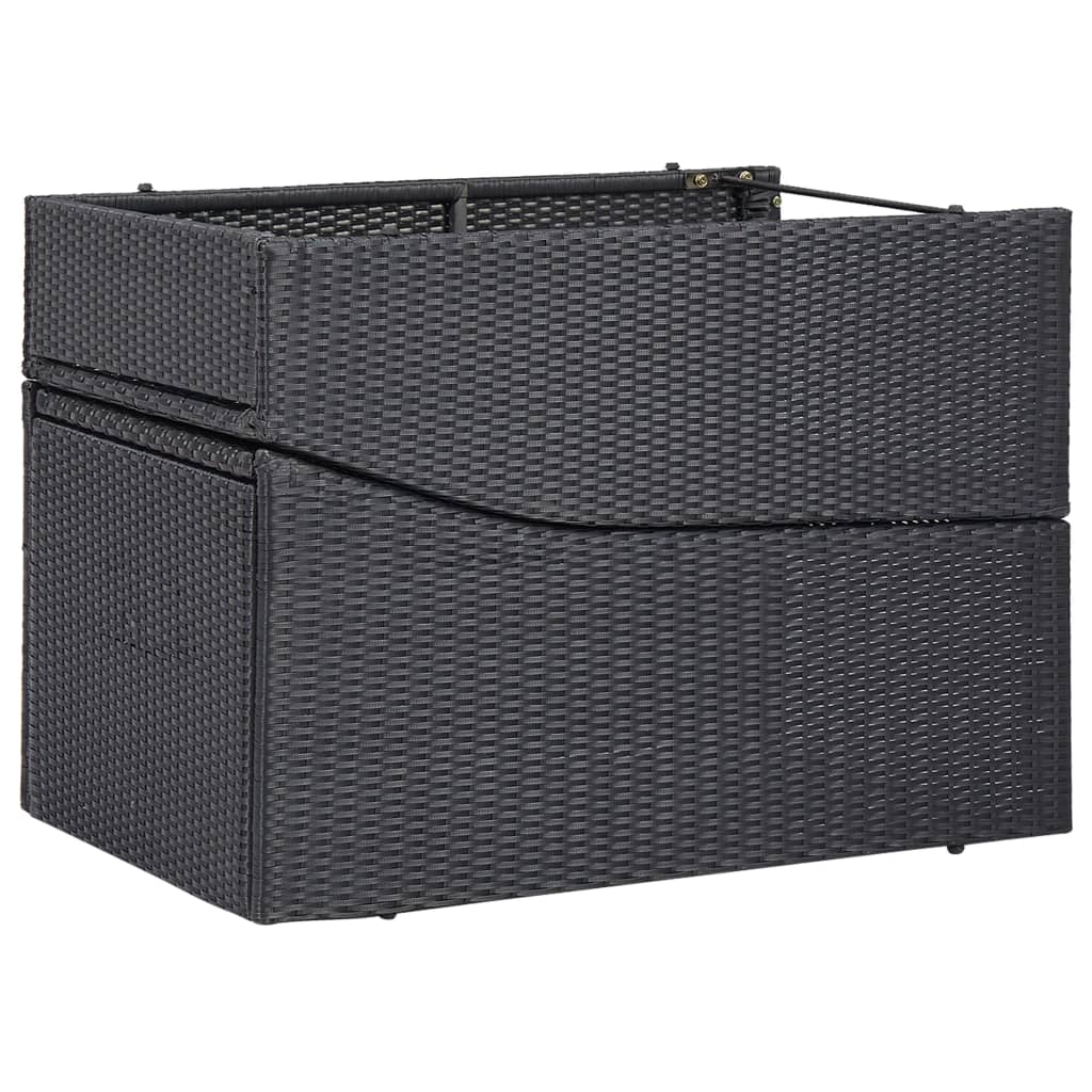 Bain de soleil avec coussin poly rotin noir