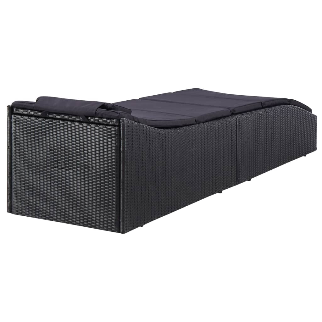 Bain de soleil avec coussin poly rotin noir