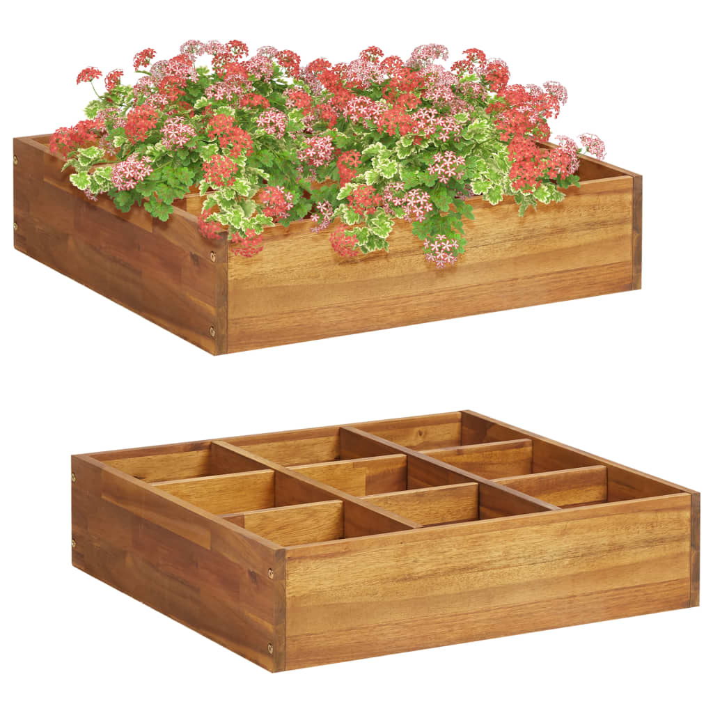 Garden raised bed for herbs solid wood acacia 60 x 60 x 15 cm