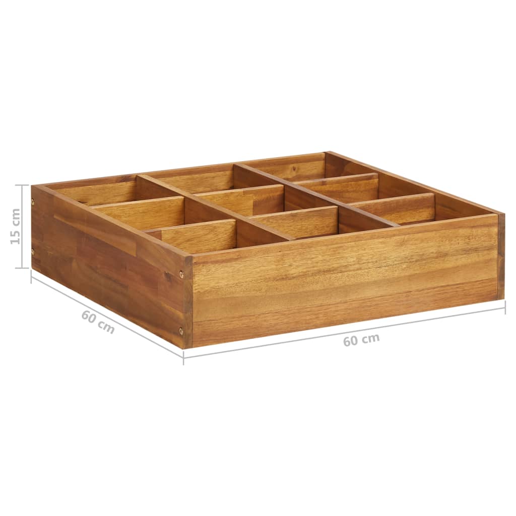 Garden raised bed for herbs solid wood acacia 60 x 60 x 15 cm