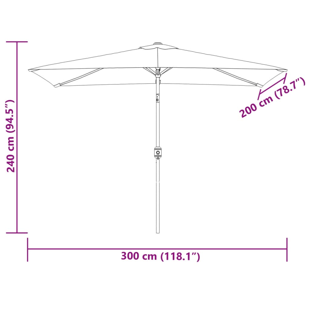 Parasol avec mât en métal 300x200 cm noir