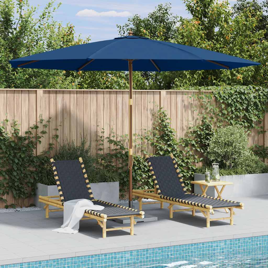 Parasol with wooden pole 350 cm blue