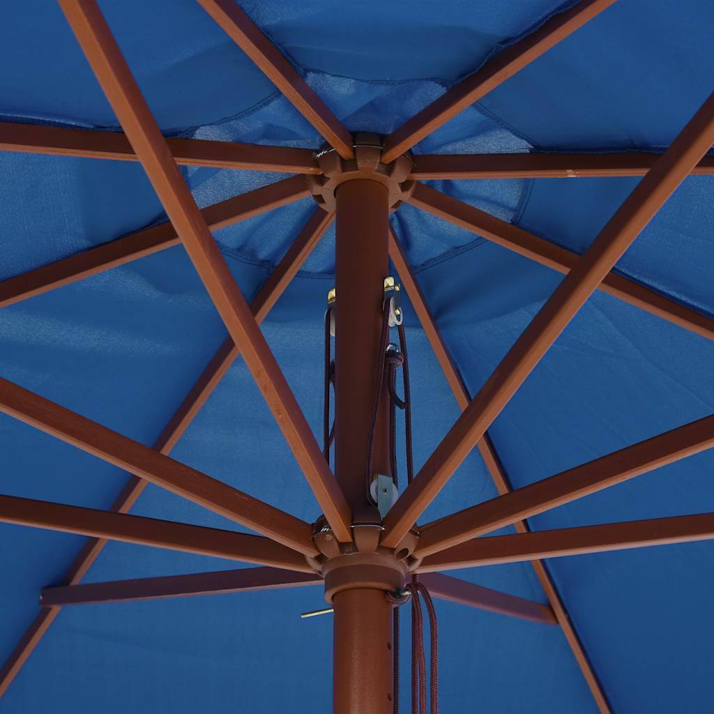 Parasol with wooden pole 350 cm blue