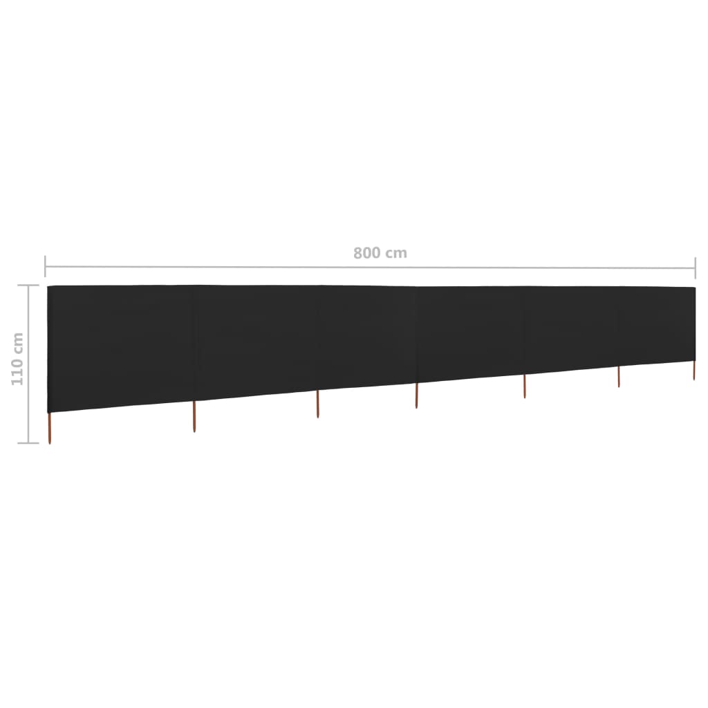 Tissu coupe-vent 6 pièces 800 x 80 cm noir