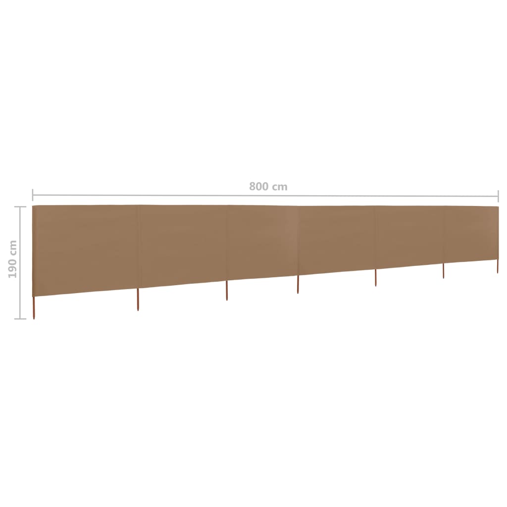 Tissu coupe-vent 6 pièces 800 x 160 cm taupe