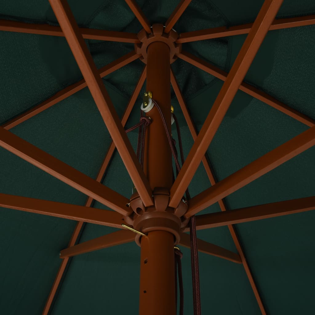Parasol with wooden pole 330 cm green