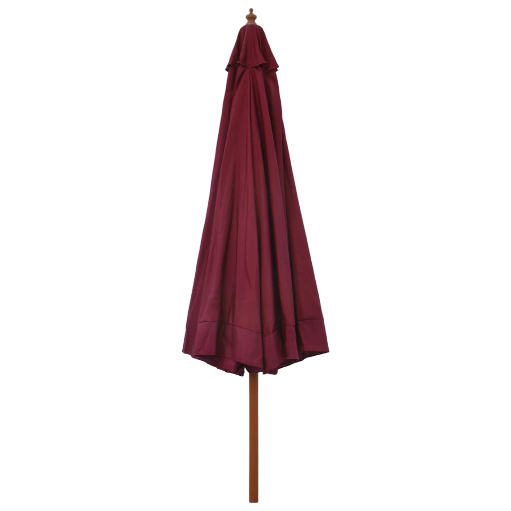 Parasol avec mât en bois 330 cm bordeaux