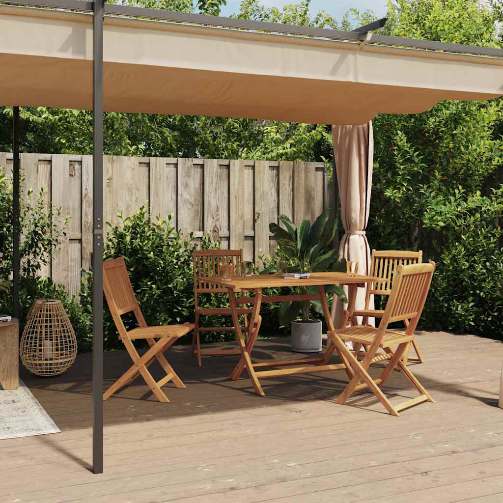 Pavillon mit Vorhängen 3 x 6 m Creme Stahl