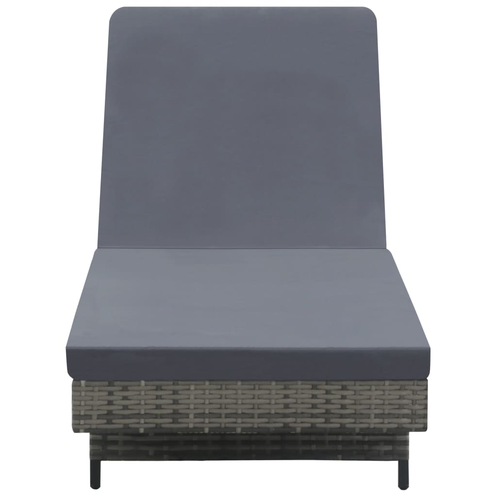 Sun lounger with wheels and cushion poly rattan anthracite