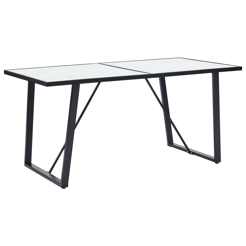 Table à manger blanche 160 x 80 x 75 cm en verre trempé